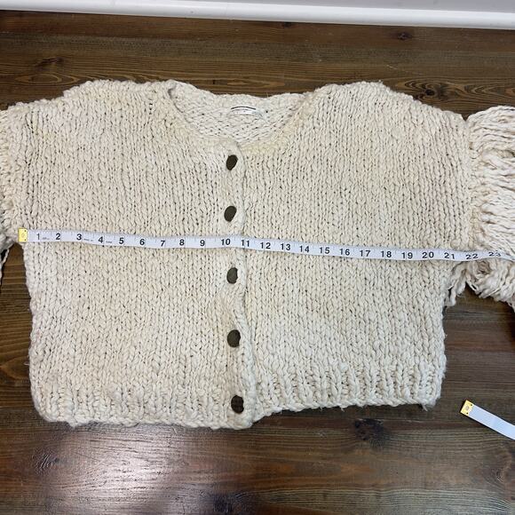Anthropologie Chunky Knit Fringe Cardigan Sweater Woman’s Size XS/S - Picture 5 of 8
